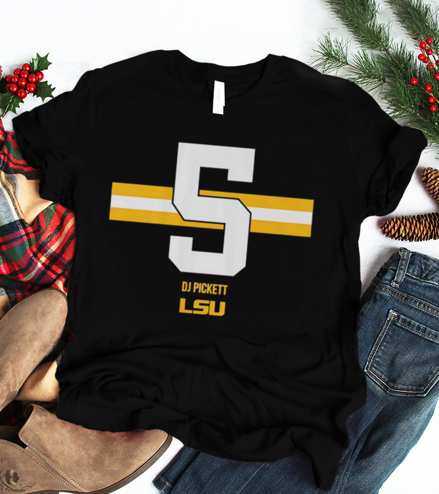LSU Tigers DJ Pickett Number 5 Yellow T-Shirt