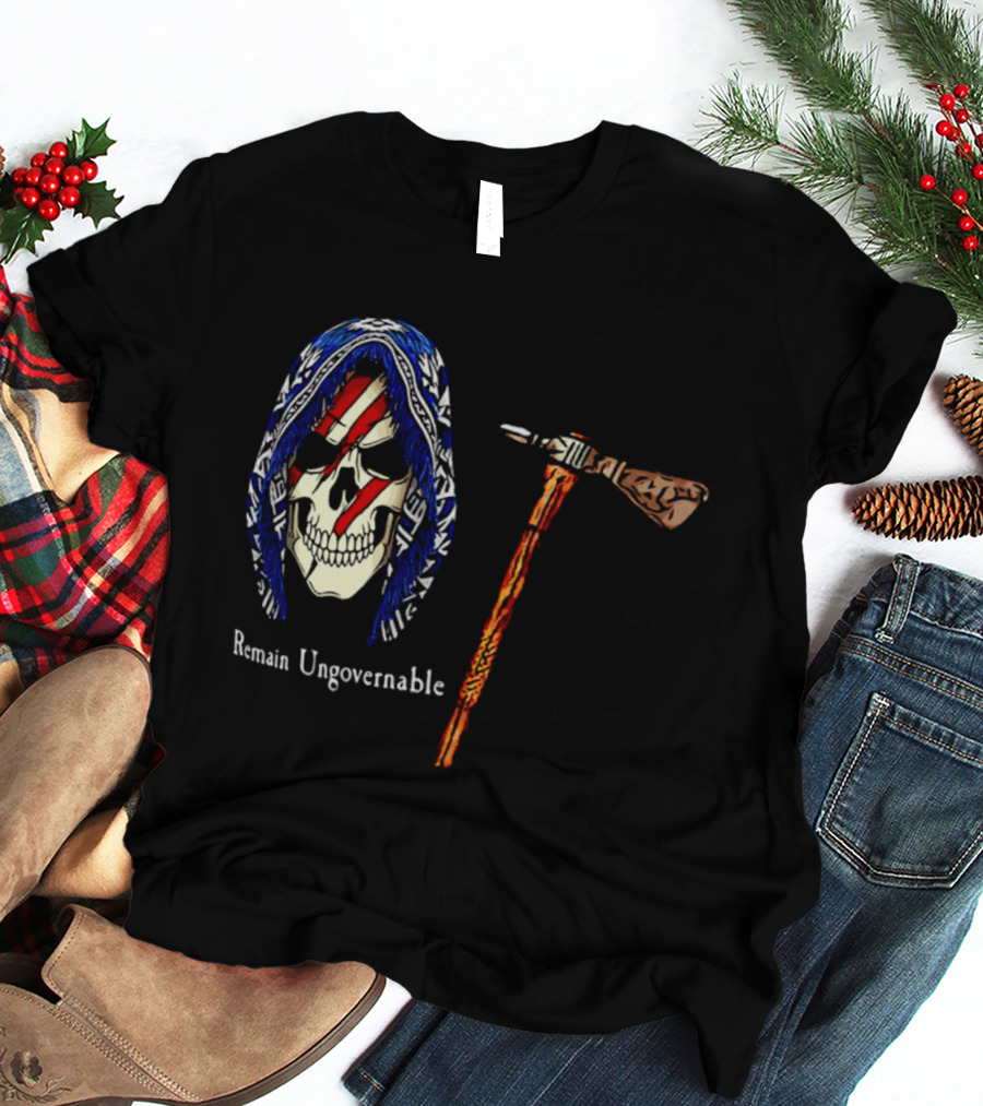 Remain Ungovernable Hooded Skull With Hammer Anti Authority T-Shirt
