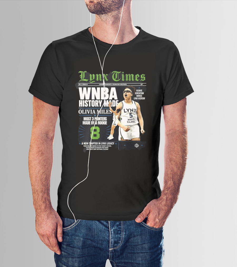 WNBA History Made Olivia Miles Lynx Times Most 3 Pointers By A Rookie T-Shirt