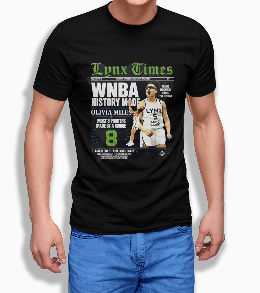 WNBA History Made Olivia Miles Lynx Times Most 3 Pointers By A Rookie T-Shirt