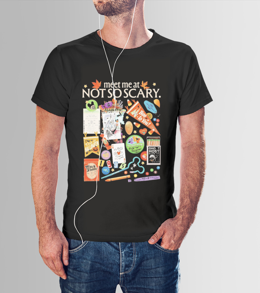 Meet Me At Not So Scary Boo To You Disney Halloween Trick Or Treating Black Flame Candle Halloween Party T-Shirt