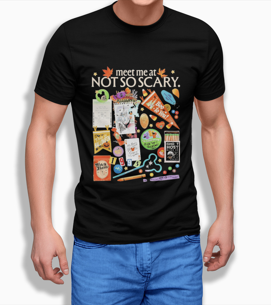 Meet Me At Not So Scary Boo To You Disney Halloween Trick Or Treating Black Flame Candle Halloween Party T-Shirt