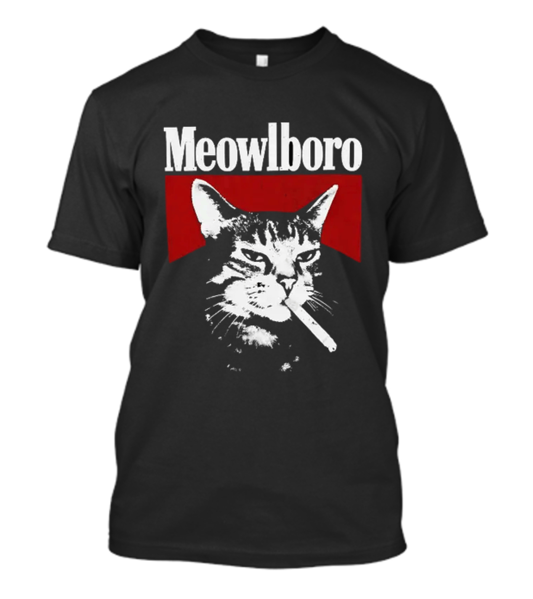 Meowlboro Cat Cigarette Parody With Smoking Cat And Red T-Shirt