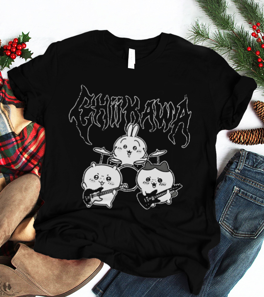Chiikawa Kawaii Metal Band Characters With Instruments T-Shirt