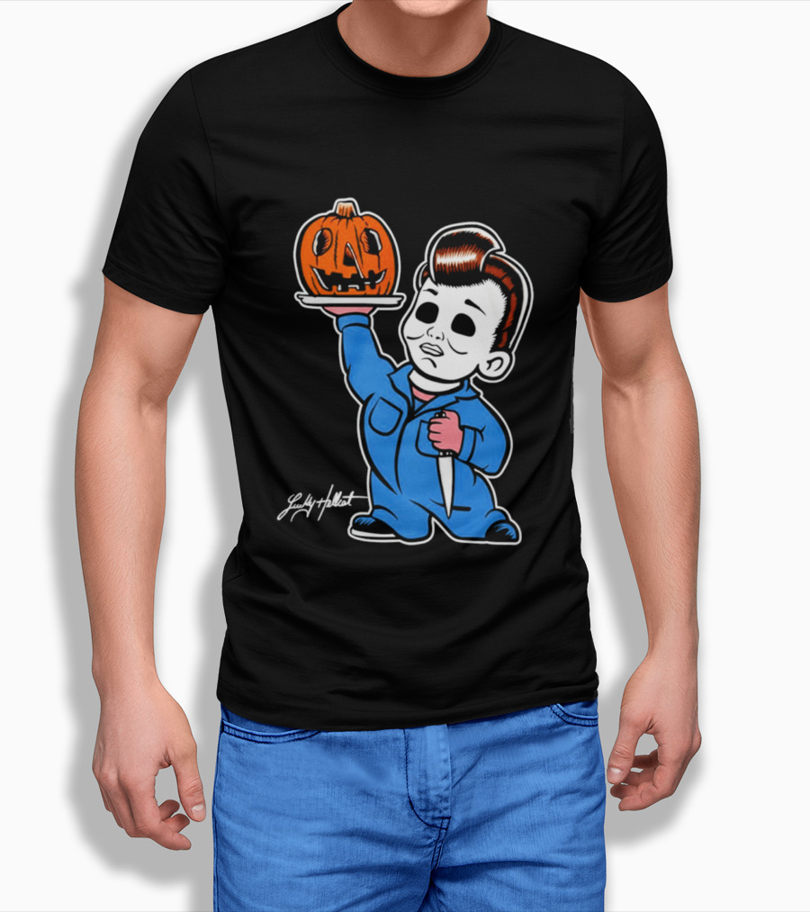 Michael Myers Big Boy Halloween Pumpkin Knife T-Shirt