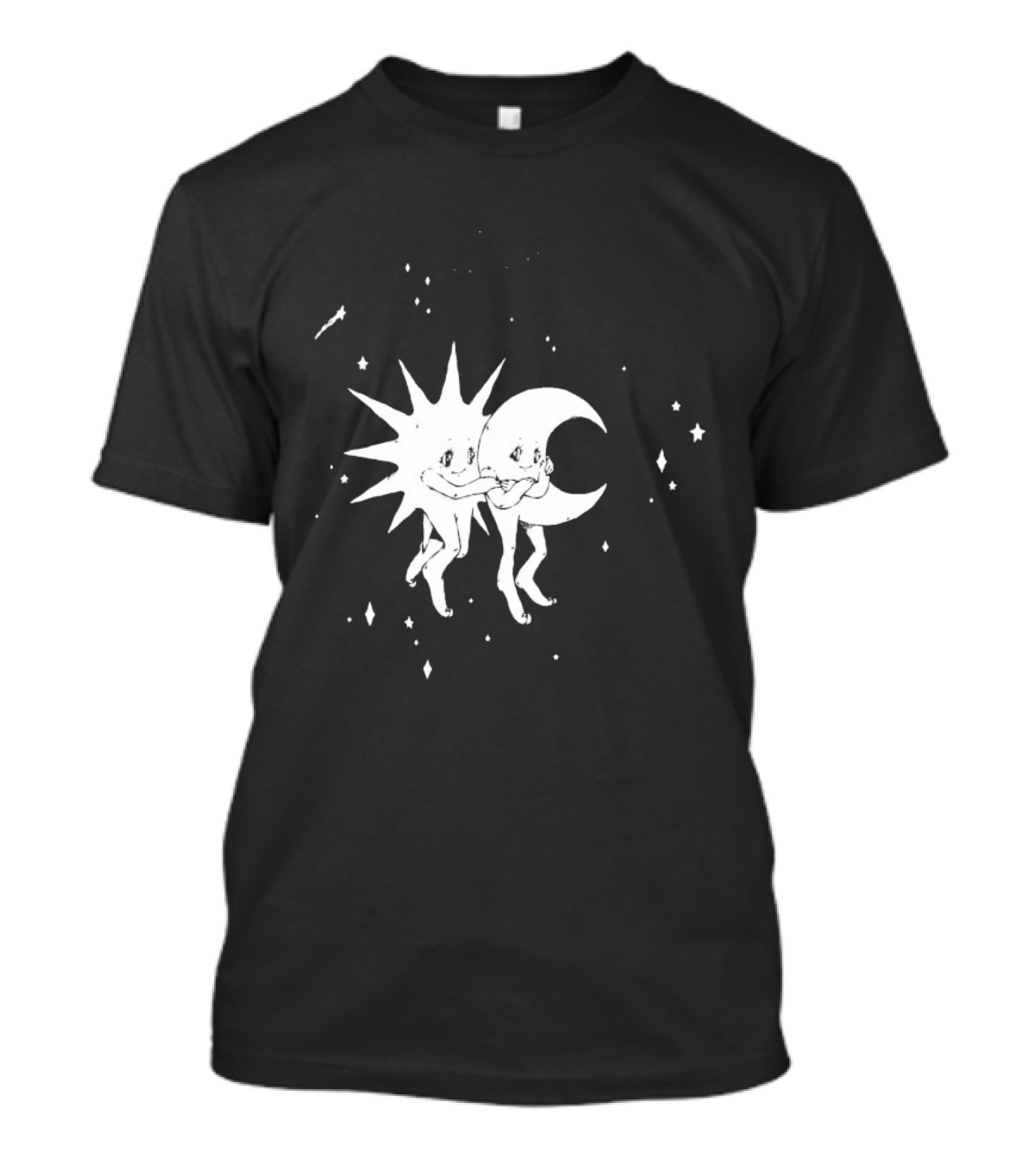 Steady Hands Sun Moon Black White Stars Walking T-Shirt