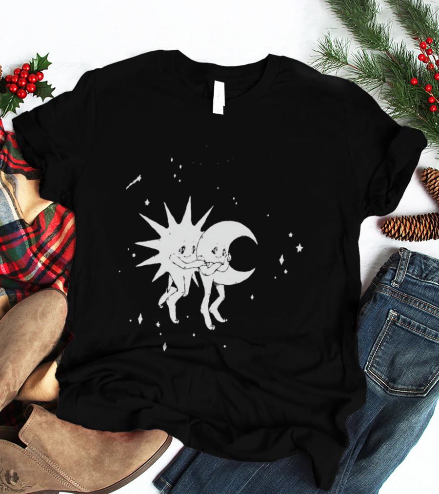Steady Hands Sun Moon Black White Stars Walking T-Shirt