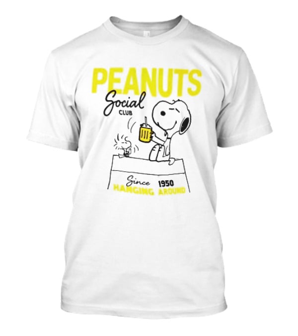 Peanuts Social Club Since 1950 Hanging Around Snoopy Woodstock T-Shirt