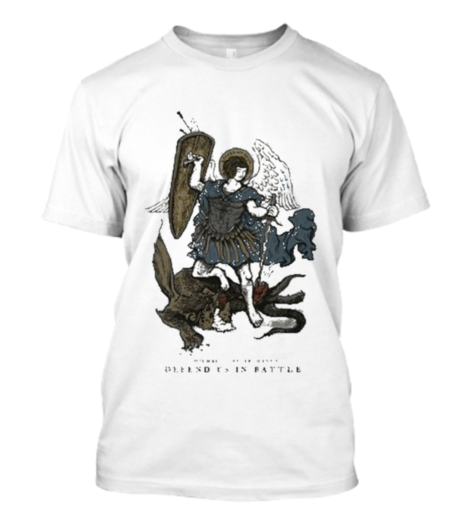 Saint Mxxxxxx Archangel Michael Defend Us In Battle Medieval Angelic Warrior T-Shirt