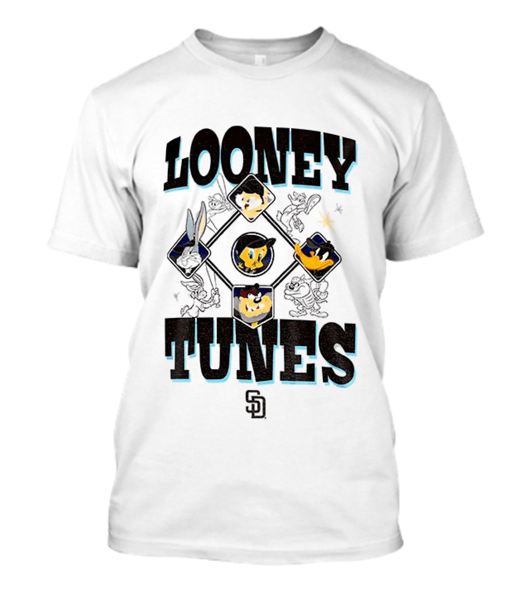 San Diego Padres New Era Looney Tunes MLB Cream Characters T-Shirt