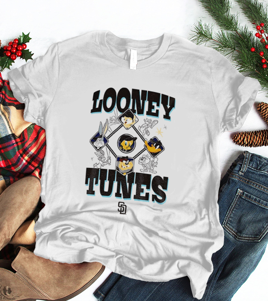 San Diego Padres New Era Looney Tunes MLB Cream Characters T-Shirt