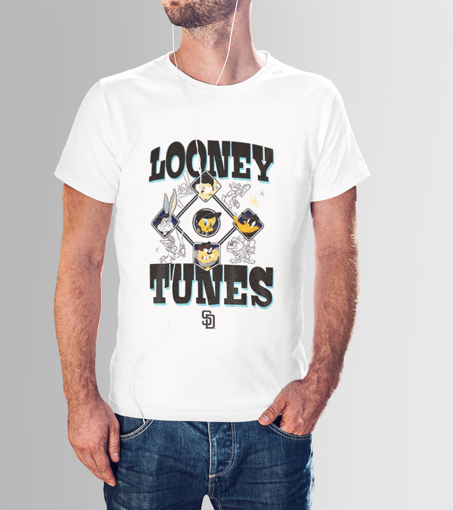 San Diego Padres New Era Looney Tunes MLB Cream Characters T-Shirt