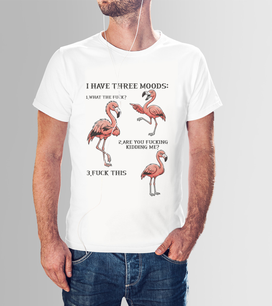 I Have Three Moods What The Fuck Are You Fucking Kidding Me Fuck This Flamingo T-Shirt