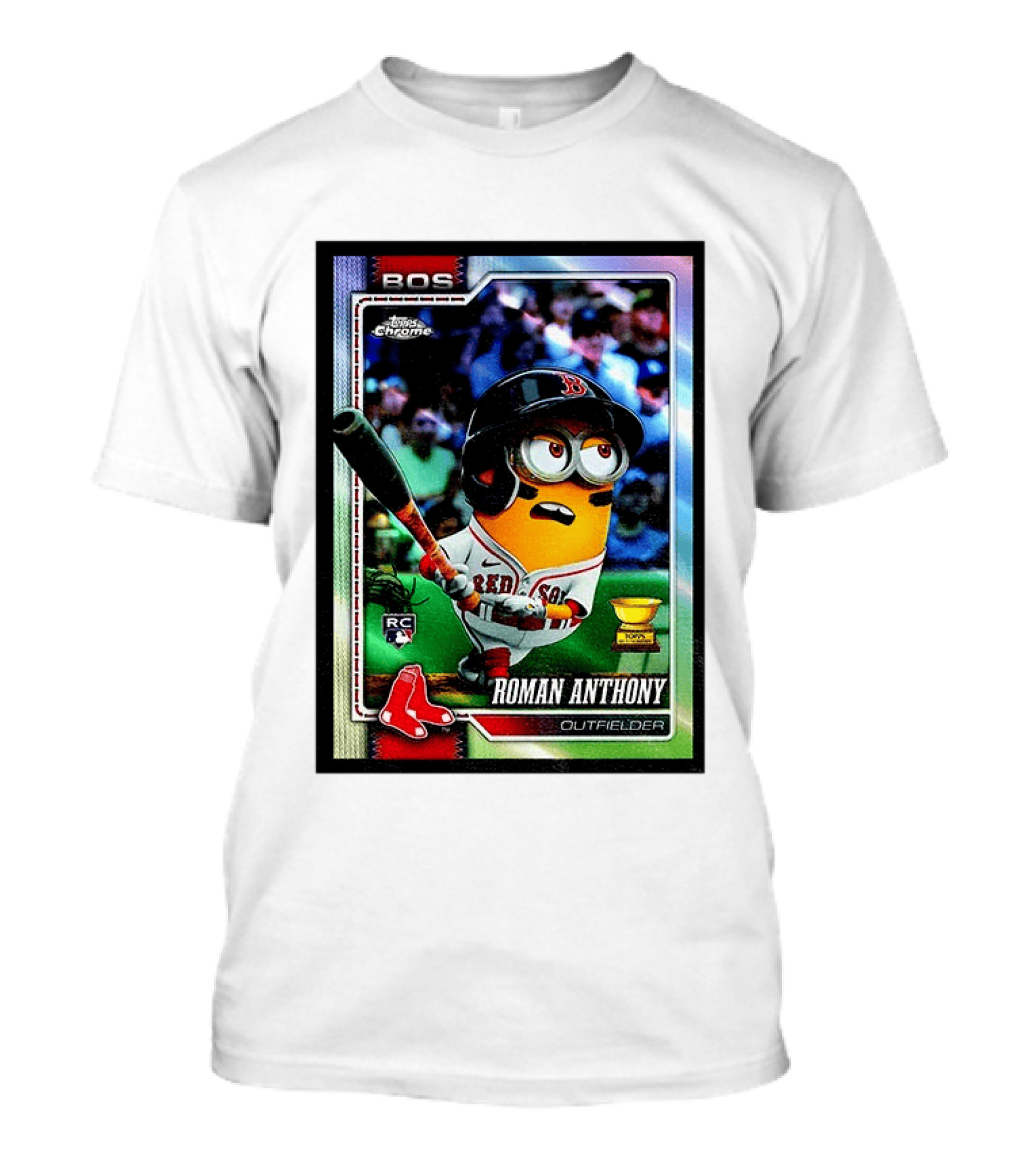 Minions Boston Red Sox Roman Anthony 2025 Topps Chrome Baseball Card T-Shirt