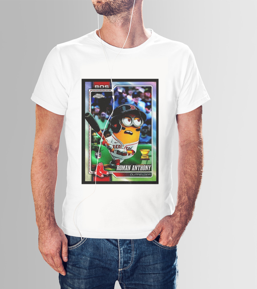Minions Boston Red Sox Roman Anthony 2025 Topps Chrome Baseball Card T-Shirt