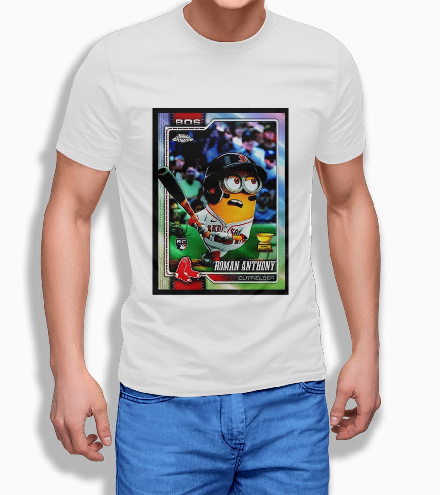 Minions Boston Red Sox Roman Anthony 2025 Topps Chrome Baseball Card T-Shirt