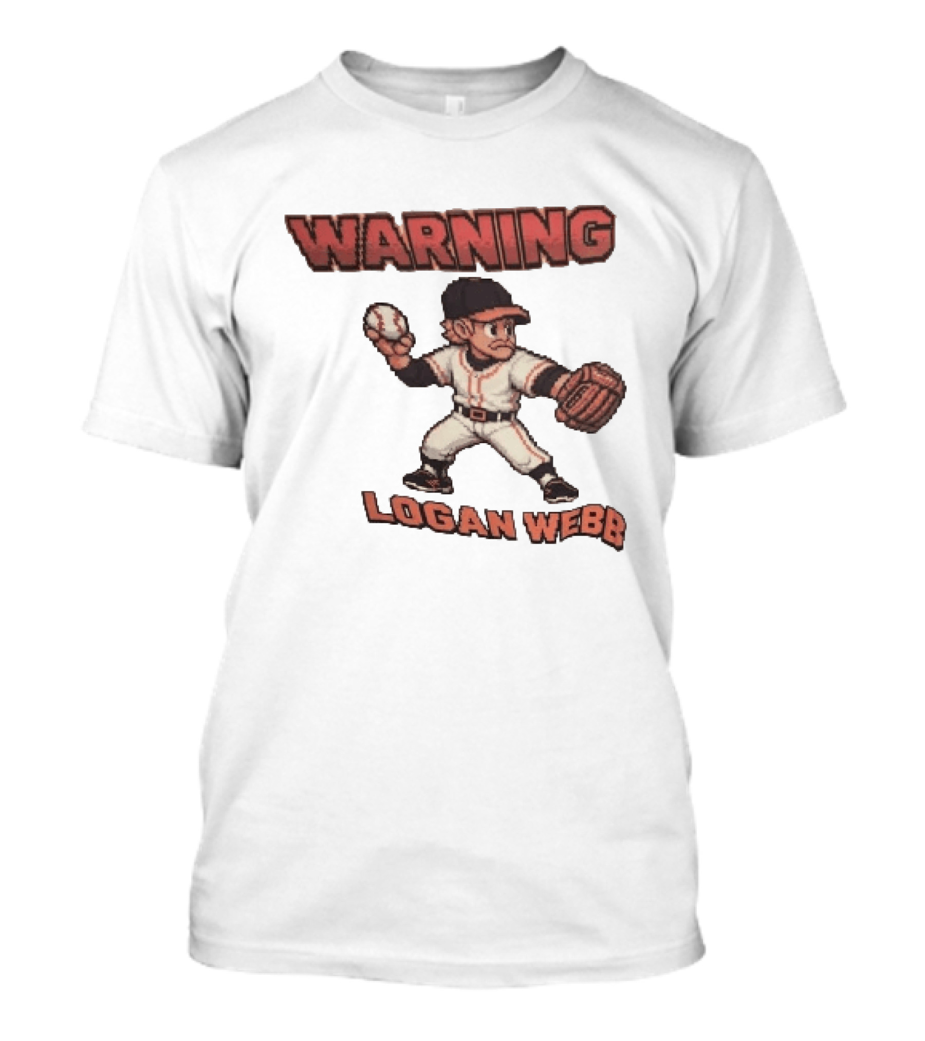 Warning Logan Webb 8 Bit Baseball T-Shirt