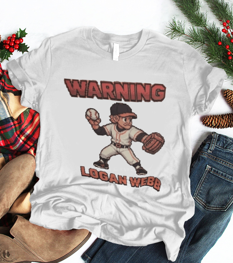 Warning Logan Webb 8 Bit Baseball T-Shirt