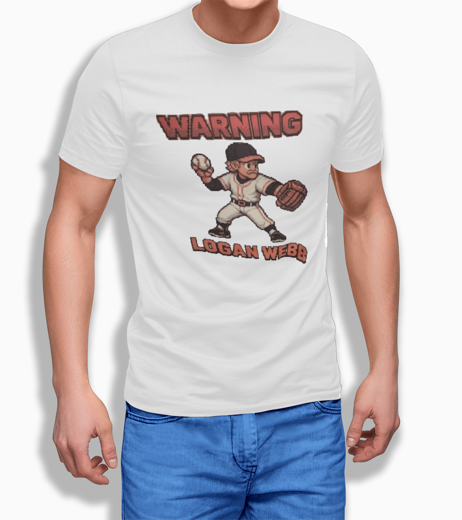 Warning Logan Webb 8 Bit Baseball T-Shirt