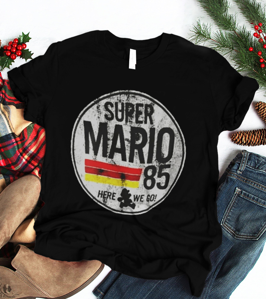 Super Mario 85 Here We Go Vintage Circle T-Shirt
