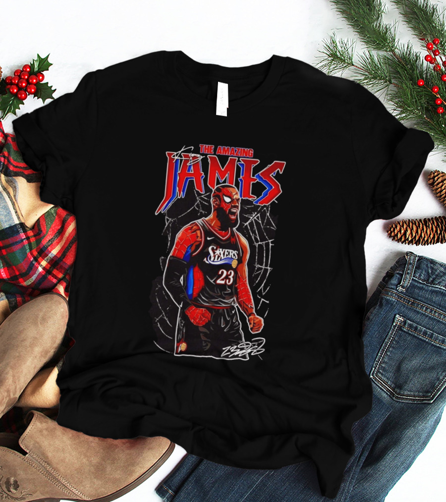 The Amazing LeBron James Spider Man 76ers NBA Crossover Comic T-Shirt