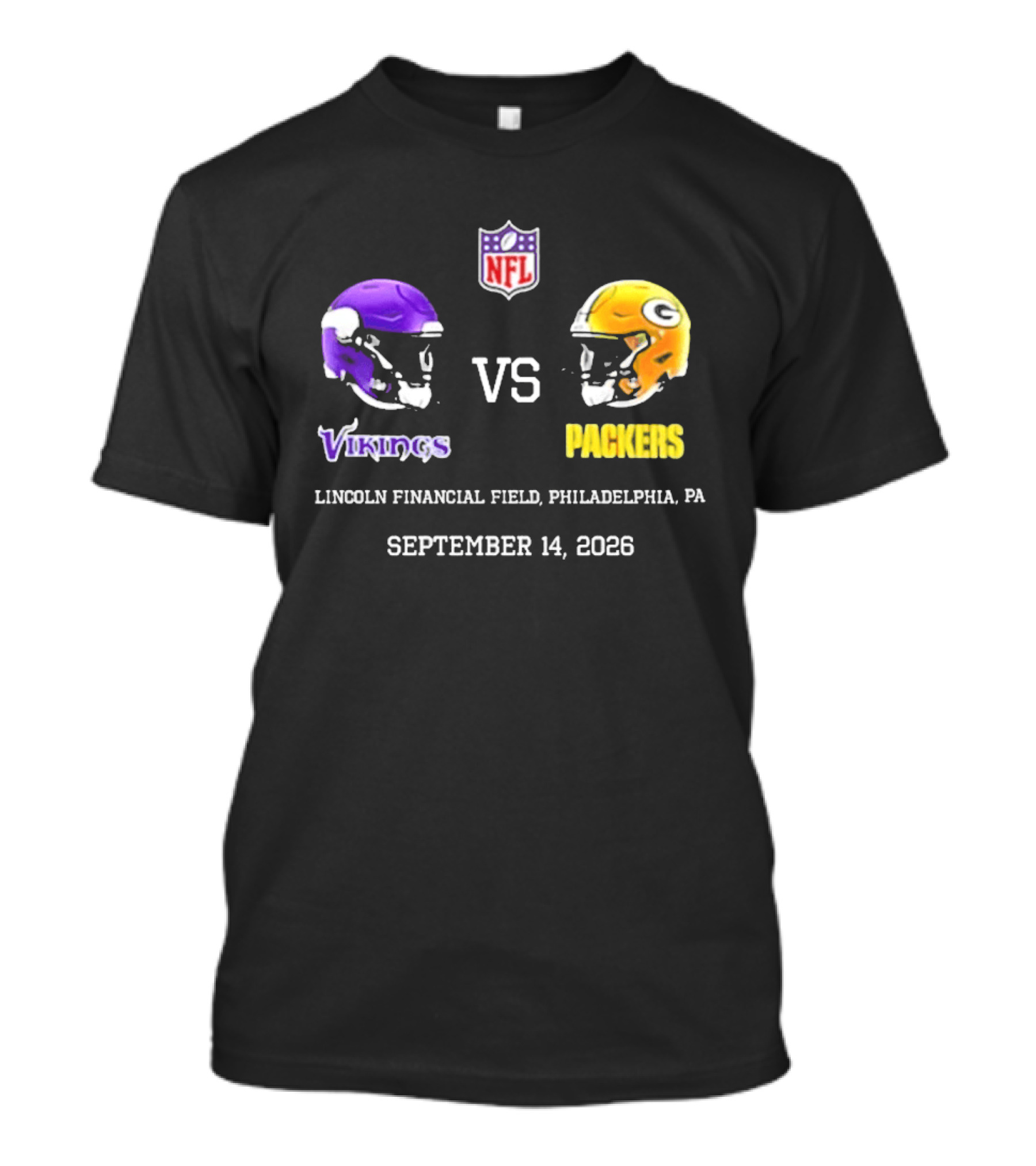 Vikings Vs Packers Lincoln Financial Field Philadelphia PA September 14 2026 T-Shirt