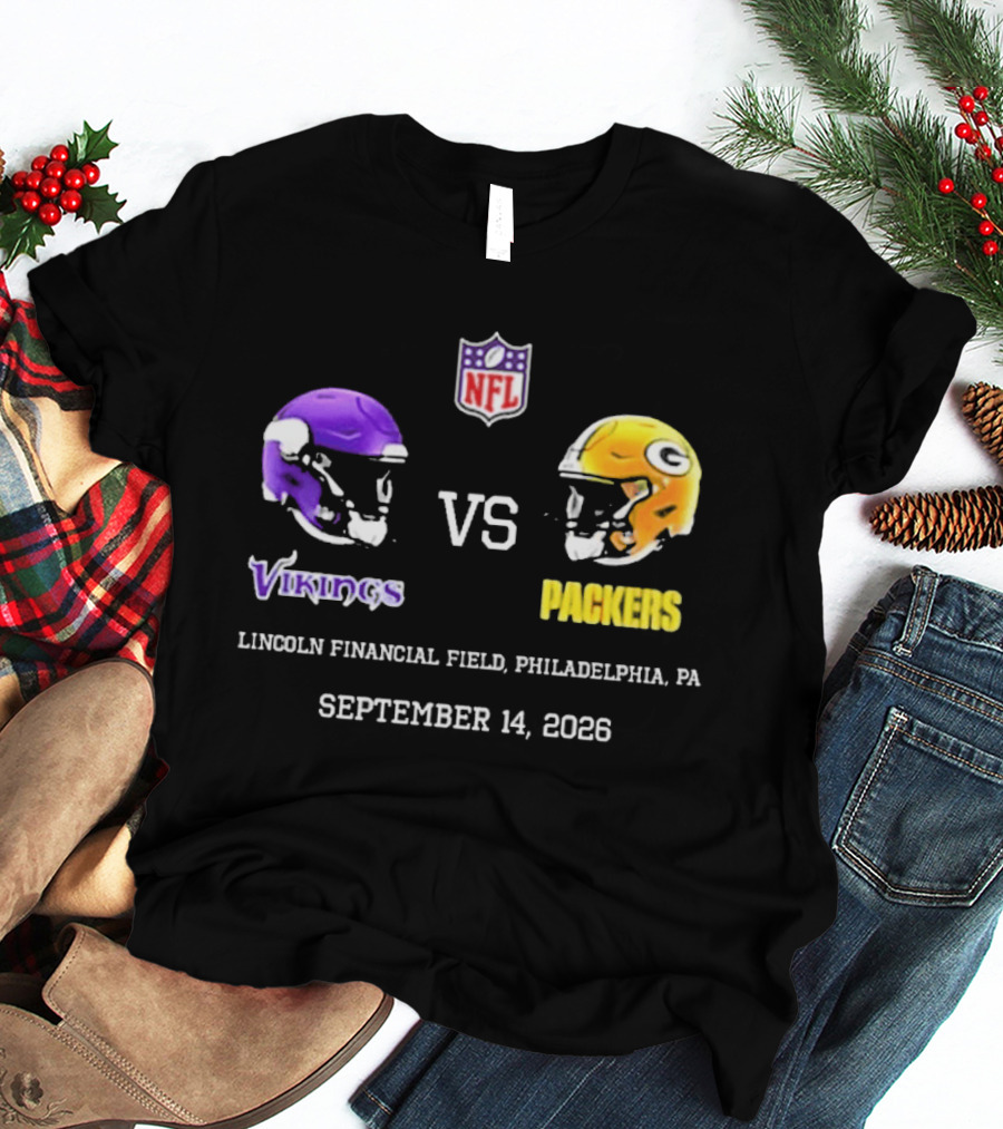 Vikings Vs Packers Lincoln Financial Field Philadelphia PA September 14 2026 T-Shirt