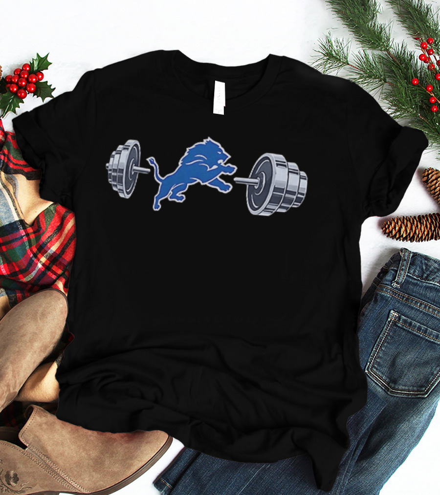Detroit Lions Barbell 2026 Weightlifting Strength Training Lions T-Shirt
