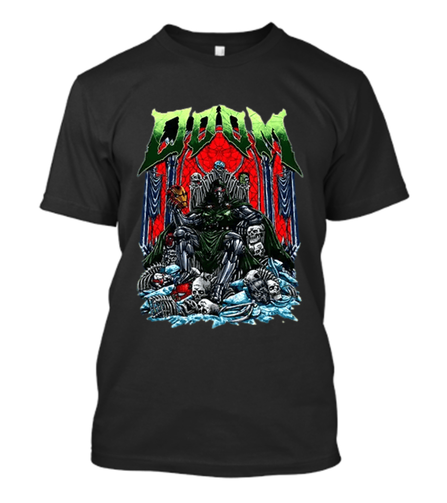 Doctor Doom Throne Marvel Superheroes With Iron Man Mask Doom T-Shirt