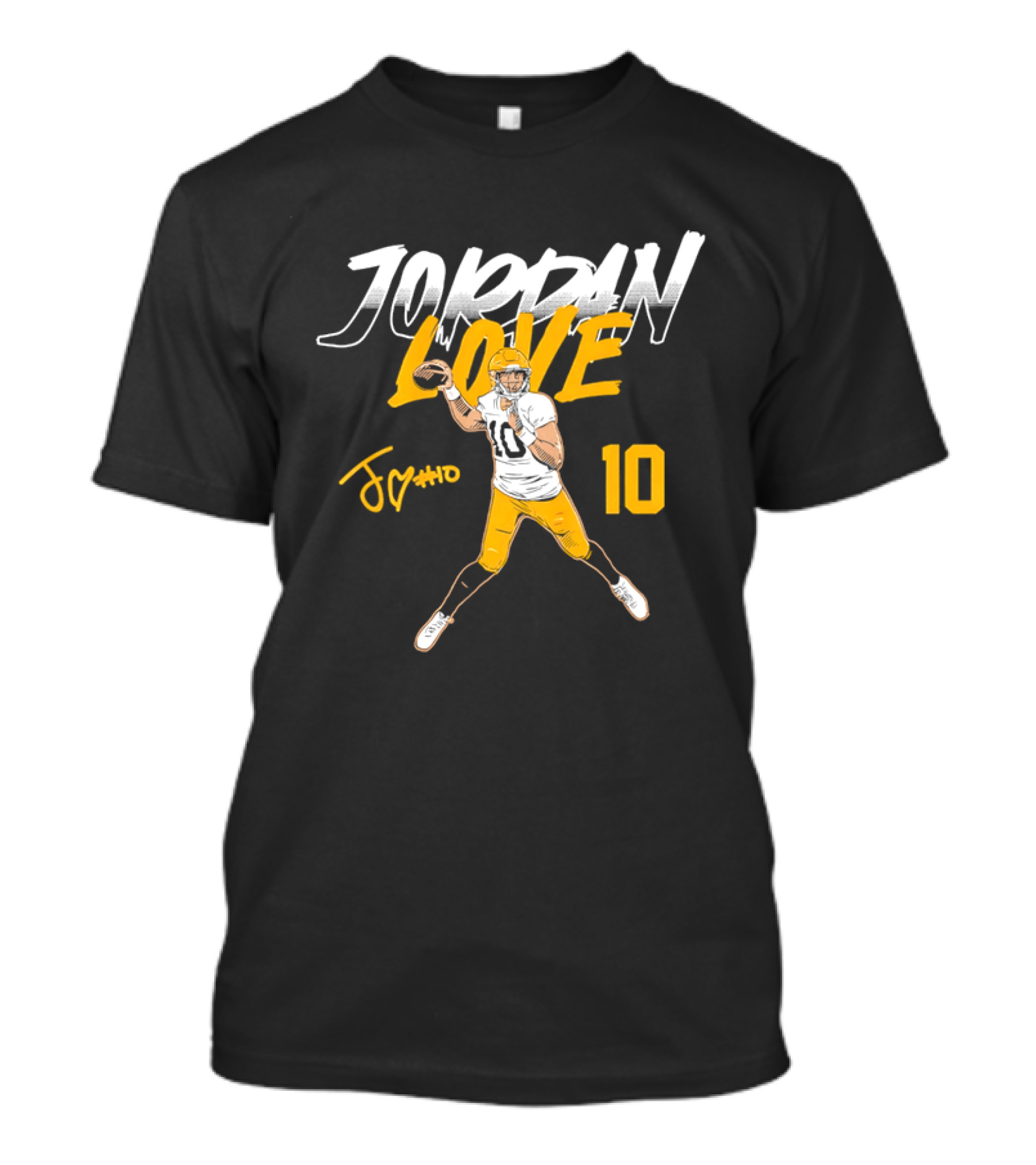 Jordan Love 10 Quarterback Action Pass Signature T-Shirt