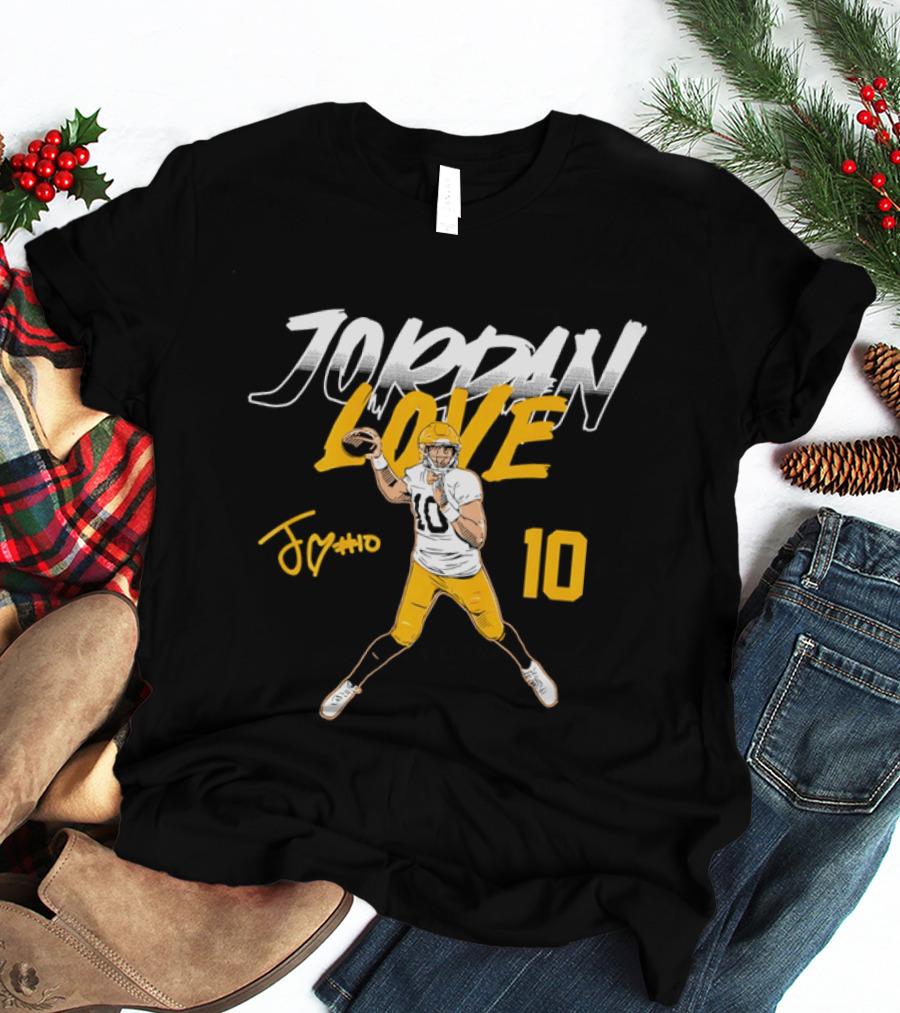 Jordan Love 10 Quarterback Action Pass Signature T-Shirt