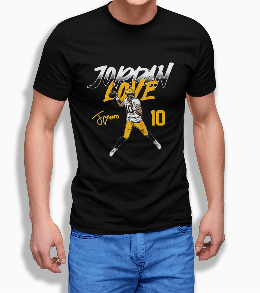 Jordan Love 10 Signature Pose Green Bay Packers T-Shirt