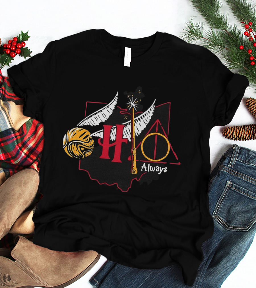 Harry Potter Hogwarts Hedwig Quidditch Golden Snitch Deathly Hallows Always T-Shirt