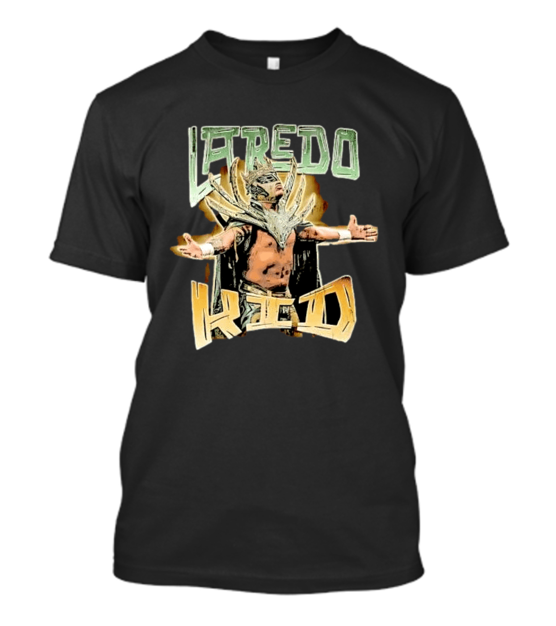 Laredo Kid Masked Luchador Arms Outstretched Distressed Luchador Champion T-Shirt