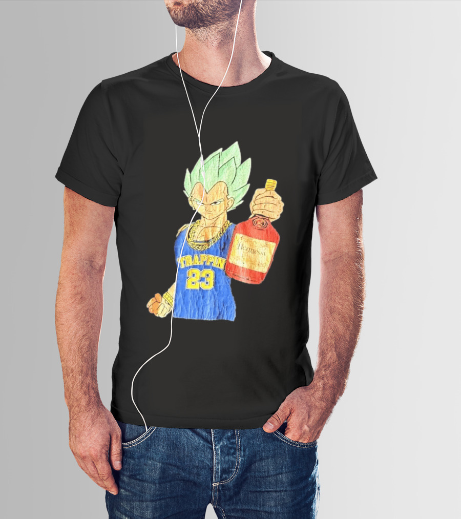 Hennessy Trappin 23 Anime Warrior Graphic Holding Bottle T-Shirt