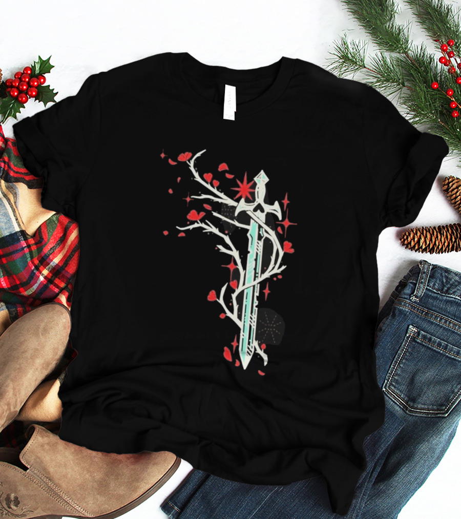Lifesteal Sword With Red Petals Survival Gaming T-Shirt