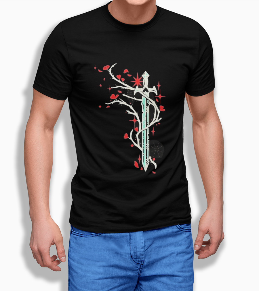 Lifesteal Sword With Red Petals Survival Gaming T-Shirt