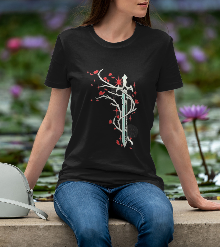 Lifesteal Sword With Red Petals Survival Gaming T-Shirt
