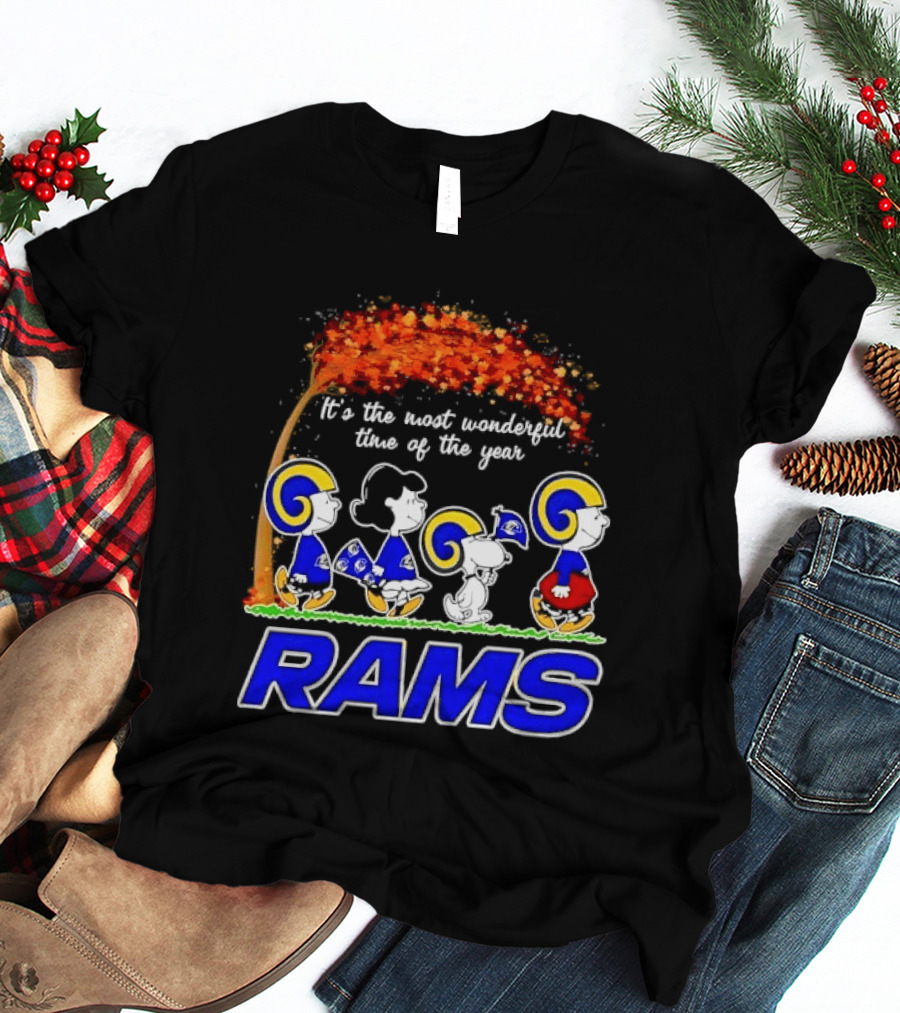 Los Angeles Rams It's The Most Wonderful Time Of Year Charlie Brown Snoopy Peanuts Football Fall T-Shirt