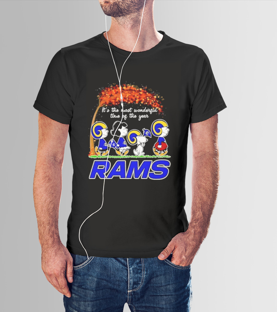 Los Angeles Rams It's The Most Wonderful Time Of Year Charlie Brown Snoopy Peanuts Football Fall T-Shirt