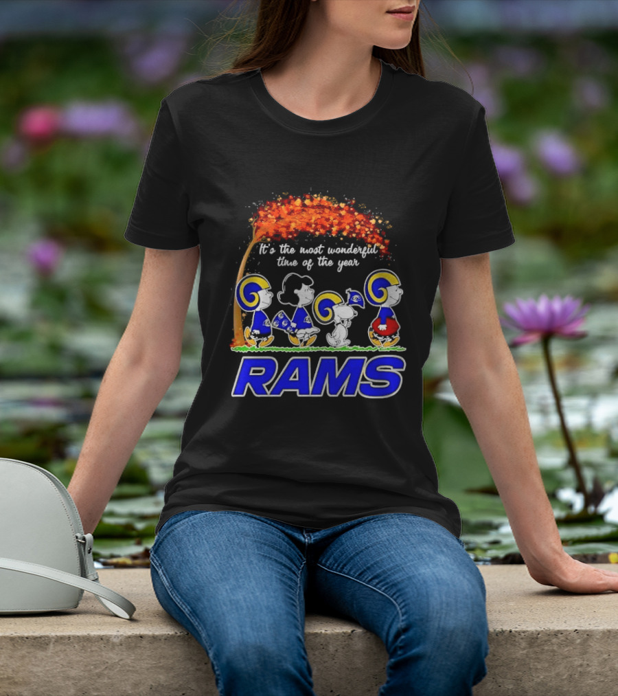 Los Angeles Rams It's The Most Wonderful Time Of Year Charlie Brown Snoopy Peanuts Football Fall T-Shirt