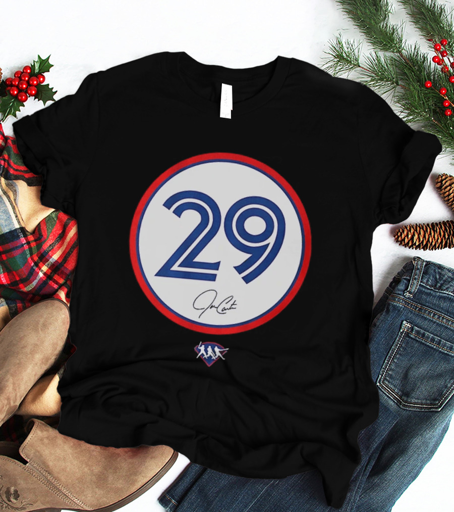 Joe Carter 29 Autograph Toronto Blue Jays Baseball T-Shirt