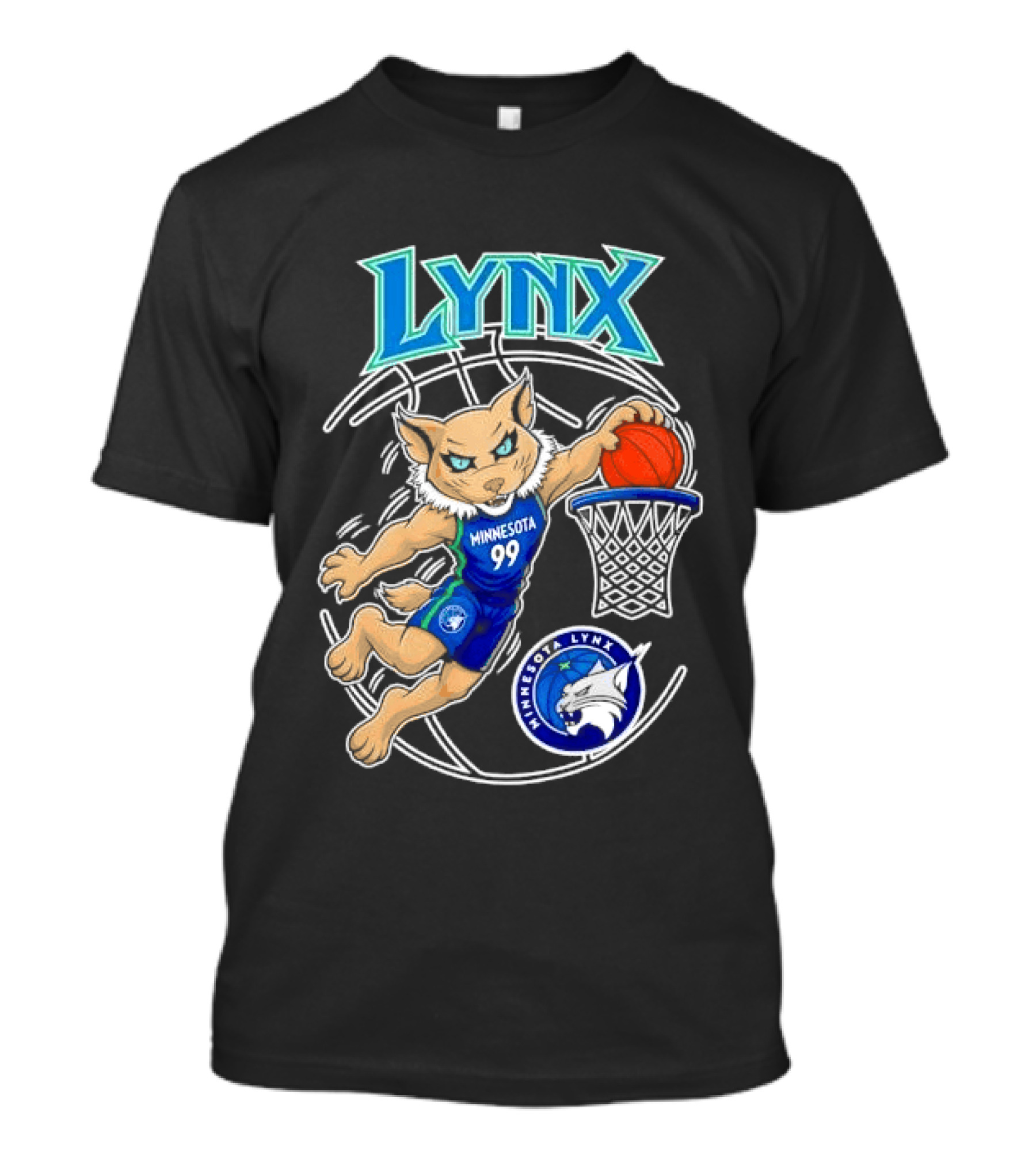 Minnesota Lynx 99 Cartoon Dunking Basketball Player T-Shirt
