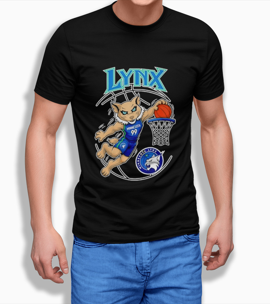 Minnesota Lynx 99 Cartoon Dunking Basketball Player T-Shirt