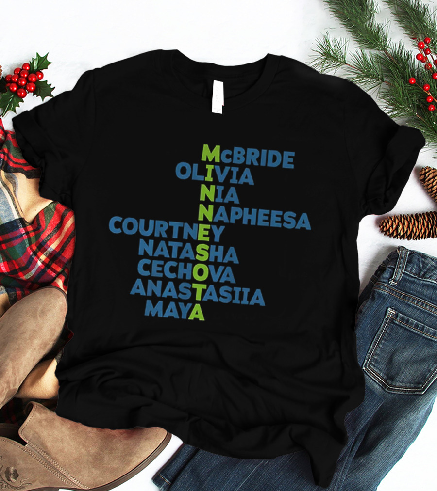 Minnesota Lynx WNBA Basketball Player Names McBride Olivia Nia Napheesa Courtney Natasha Cechova Anastasia Maya T-Shirt