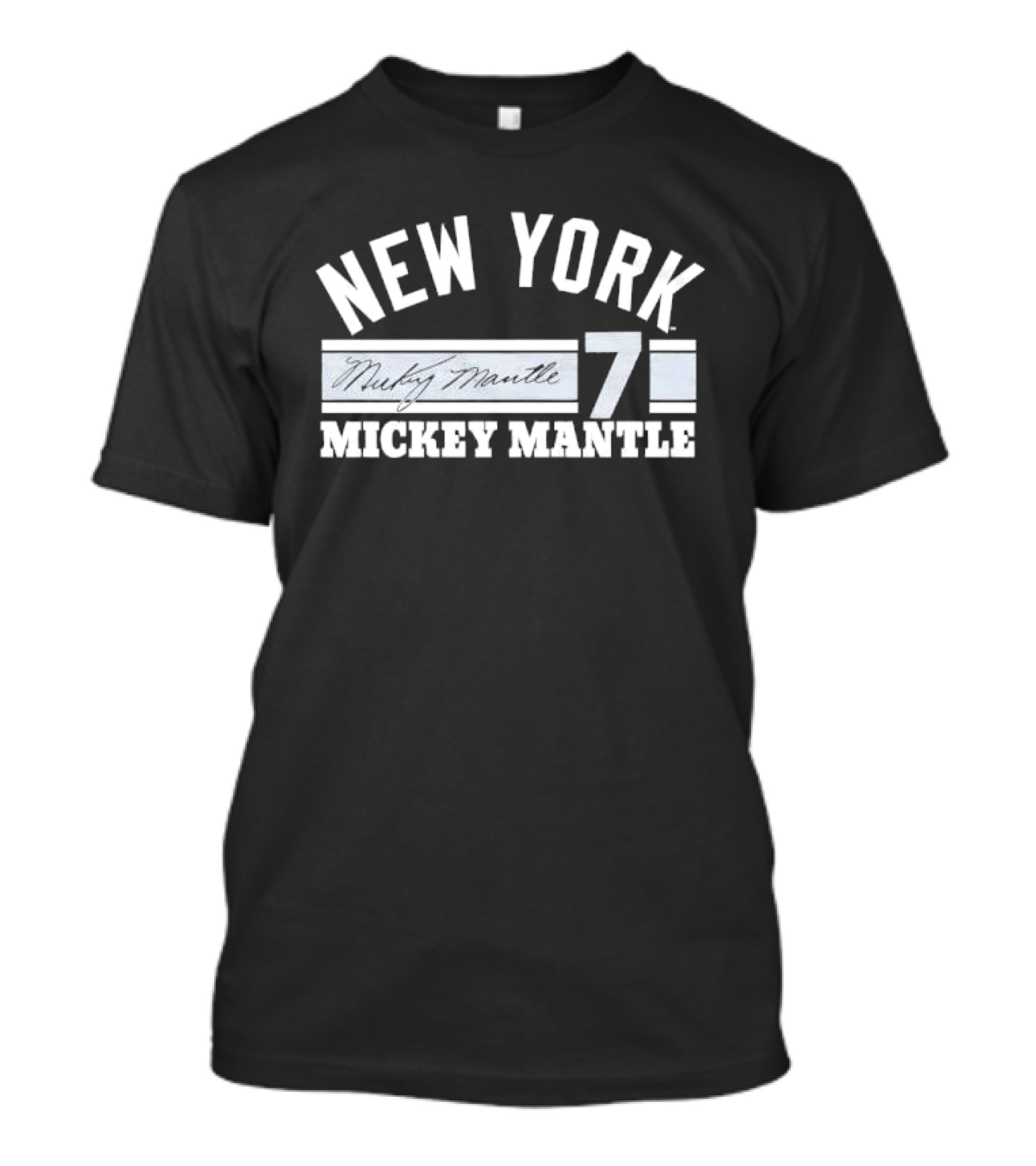 New York Mickey Mantle Distressed Number 7 Retro Sports T-Shirt