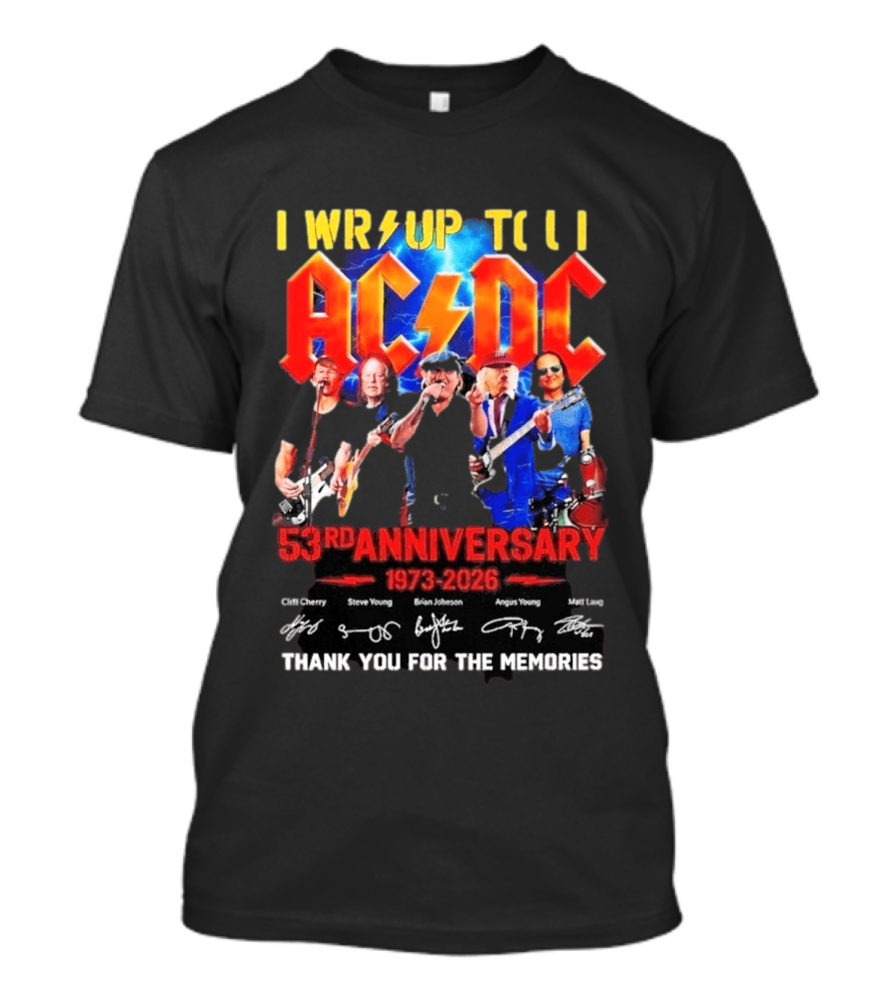 ACDC PWR UP Til 53rd Anniversary Tour 1973 2026 Signatures Thank You For The Memories T-Shirt