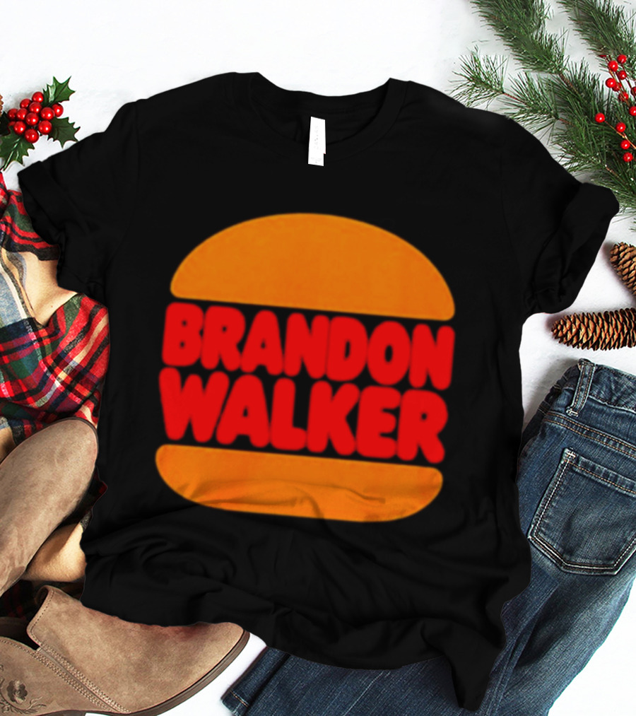 Brandon Walker Hamburger Bold Red Text Inside Orange Bun T-Shirt