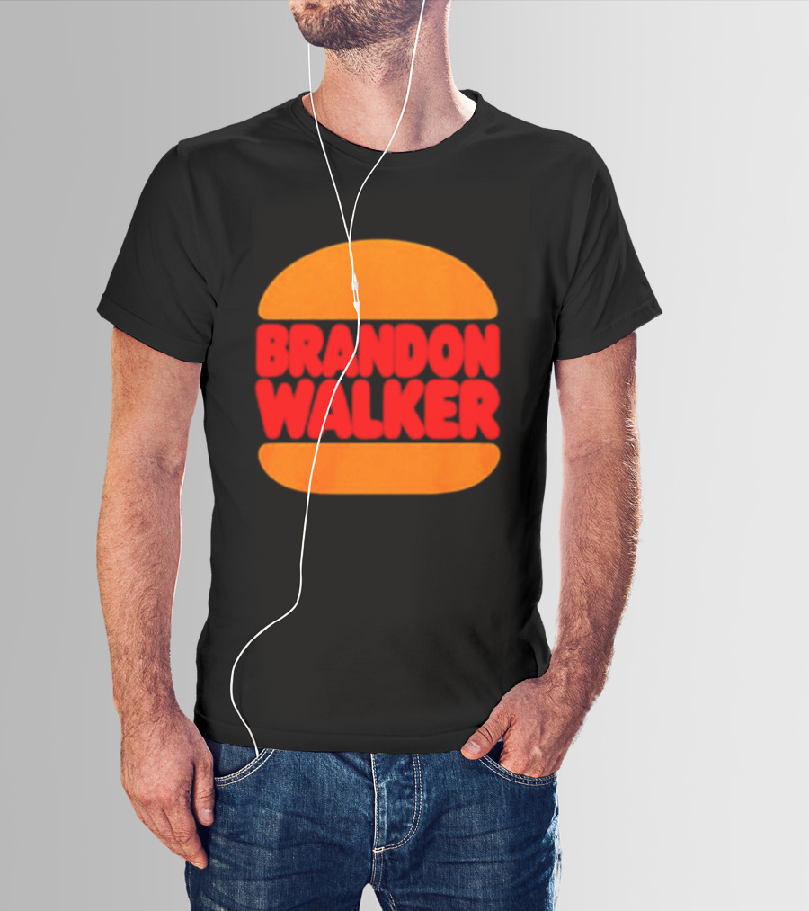 Brandon Walker Hamburger Bold Red Text Inside Orange Bun T-Shirt
