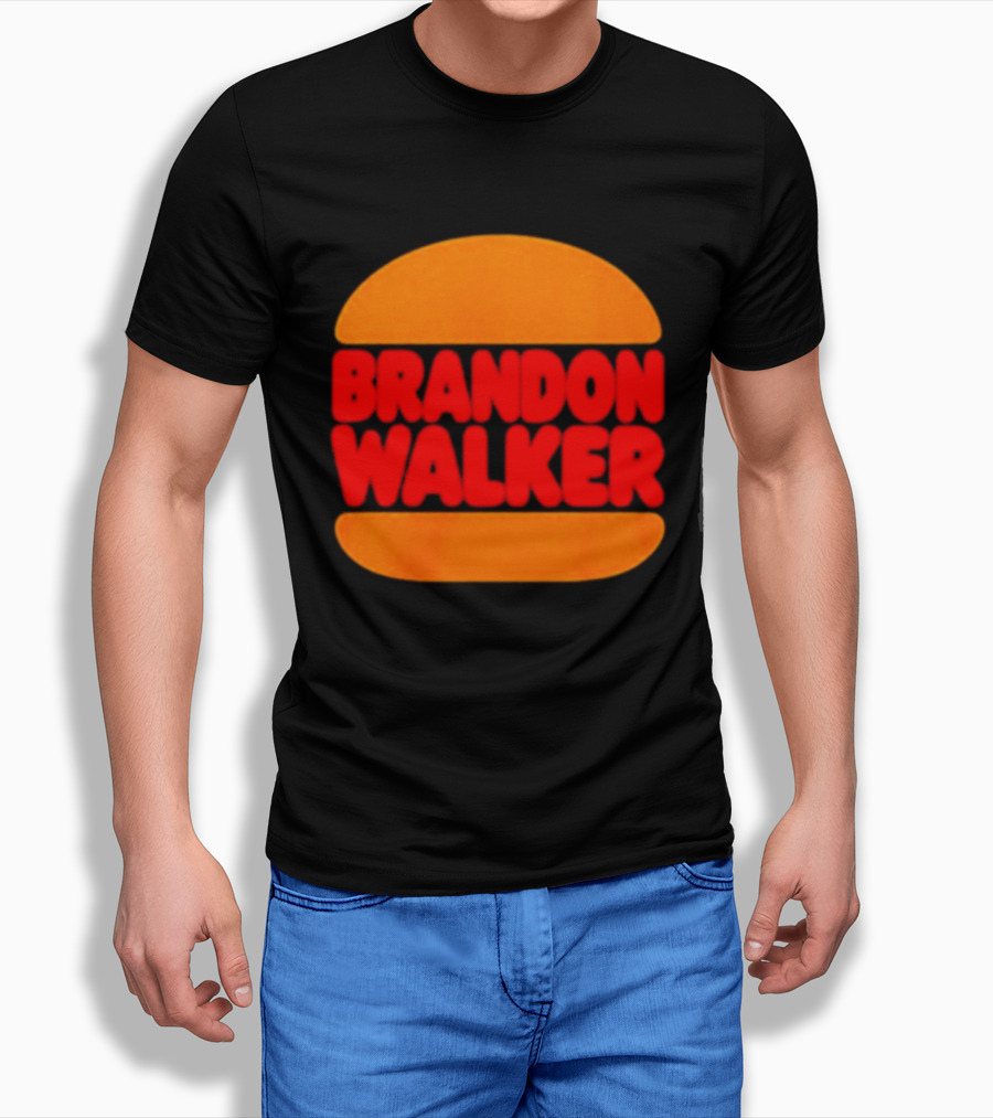 Brandon Walker Hamburger Bold Red Text Inside Orange Bun T-Shirt